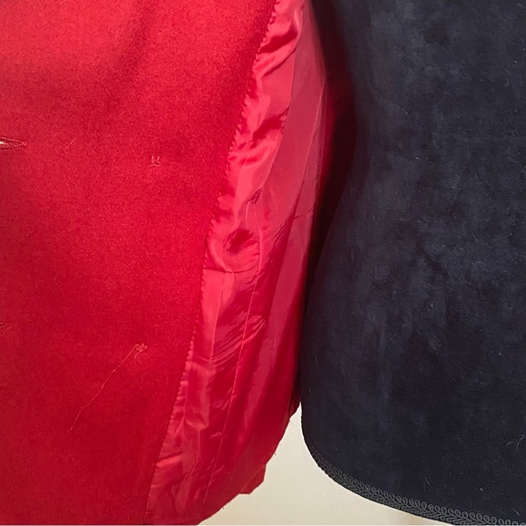 Women’s Coat Jacket Red Double Breasted with hood, like new condition 23” S/P - Picture 6 of 8